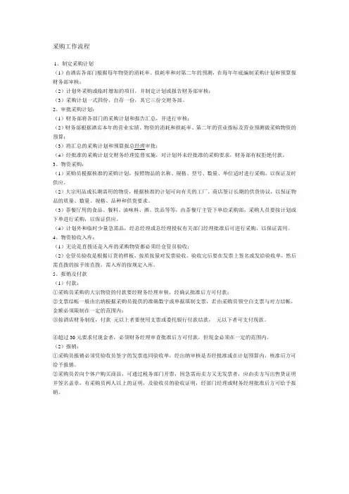 酒店采购管理工作流程