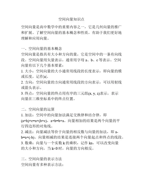 空间向量知识点