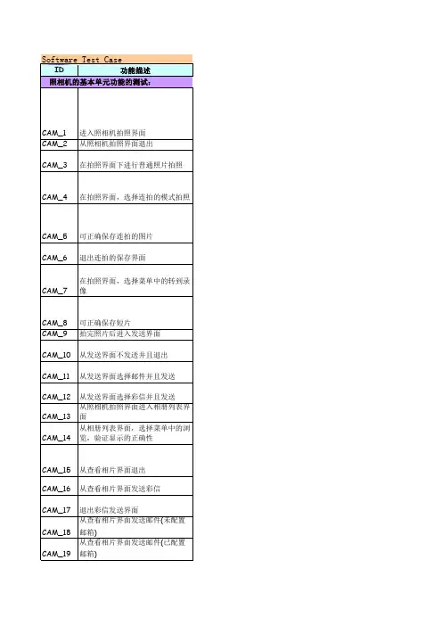 手机测试用例(拍照)