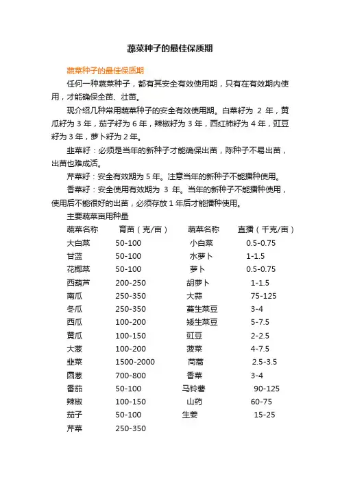 蔬菜种子的最佳保质期