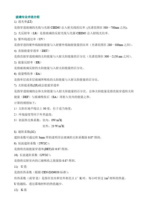 玻璃专业术语介绍