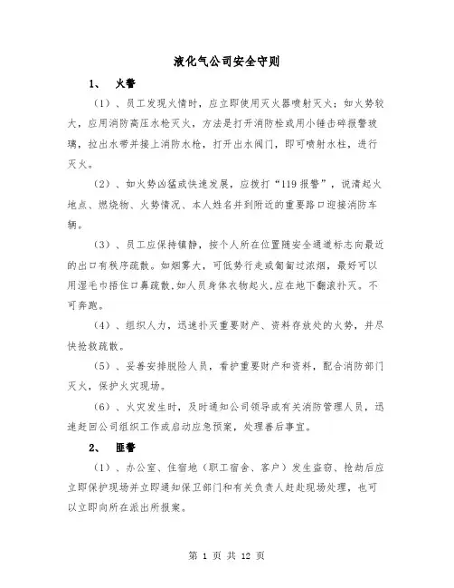 液化气公司安全守则（2篇）