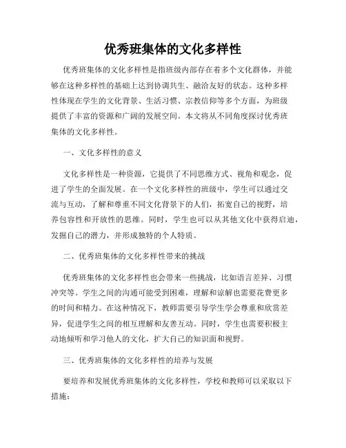 优秀班集体的文化多样性