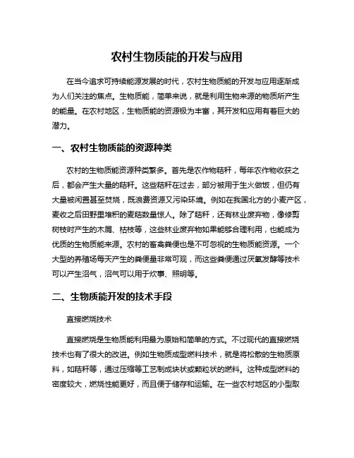 农村生物质能的开发与应用