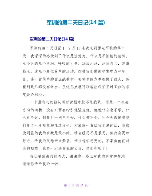 军训的第二天日记(14篇)