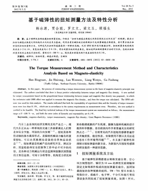 基于磁弹性的扭矩测量方法及特性分析