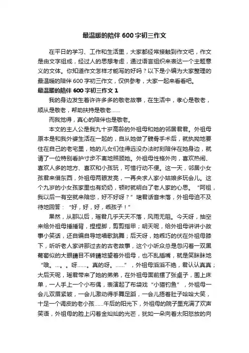 最温暖的陪伴600字初三作文