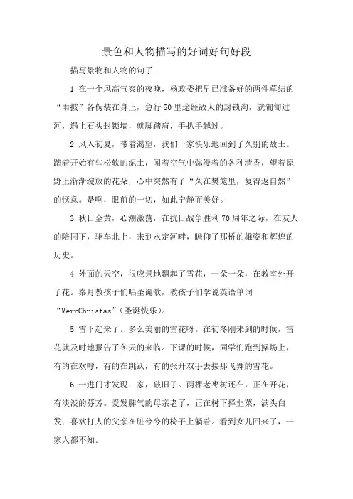 景色和人物描写的好词好句好段
