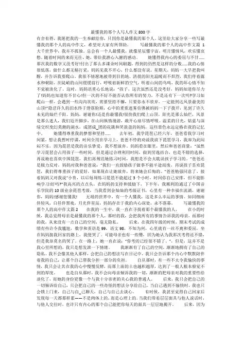 最懂我的那个人写人作文800字