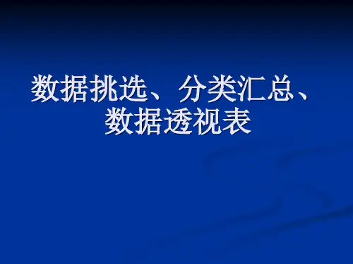 冀教版七年级全册信息技术15.分类汇总与数据透视表课件