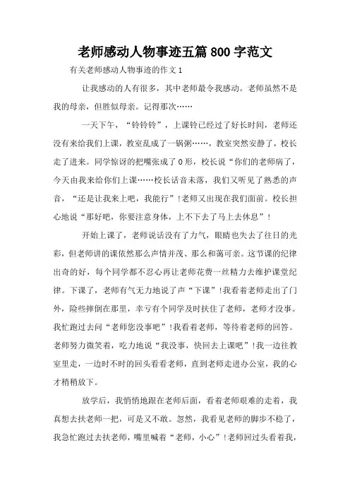 老师感动人物事迹五篇800字范文