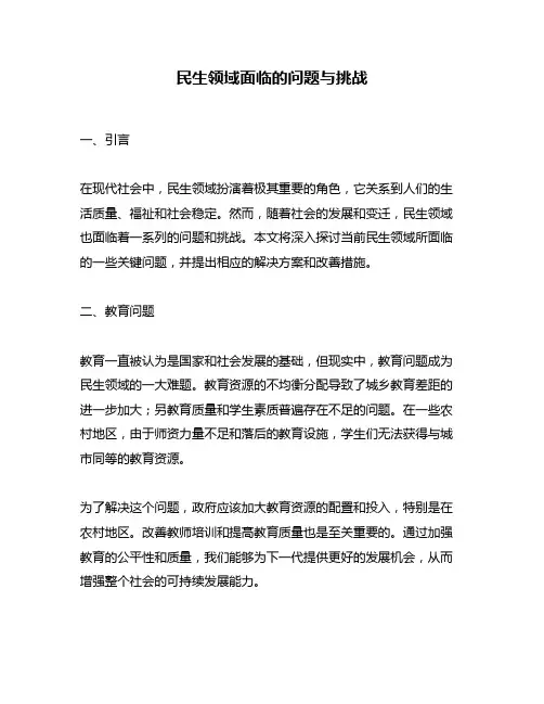 民生领域面临的问题与挑战