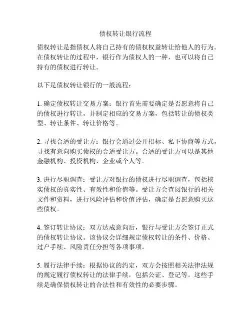 债权转让银行流程