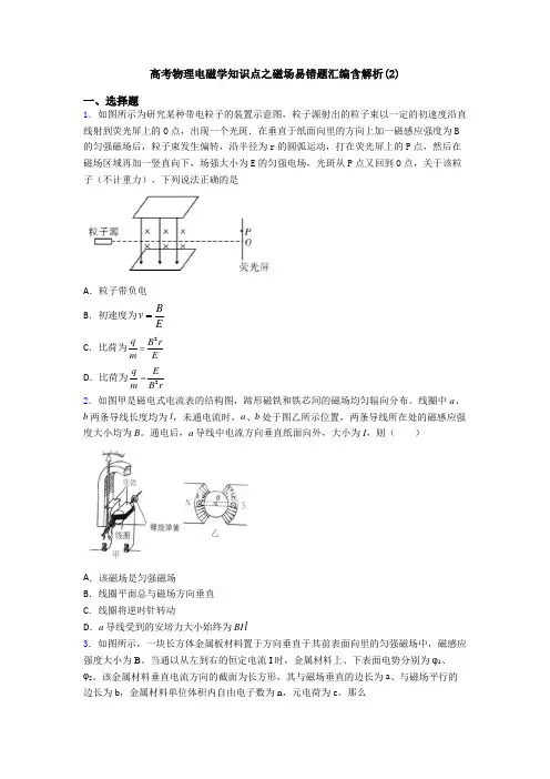 高考物理电磁学知识点之磁场易错题汇编含解析(2)