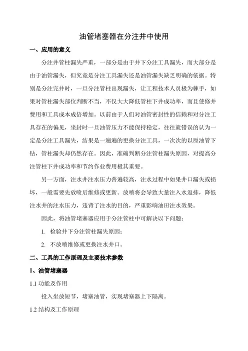 油管堵塞器使用