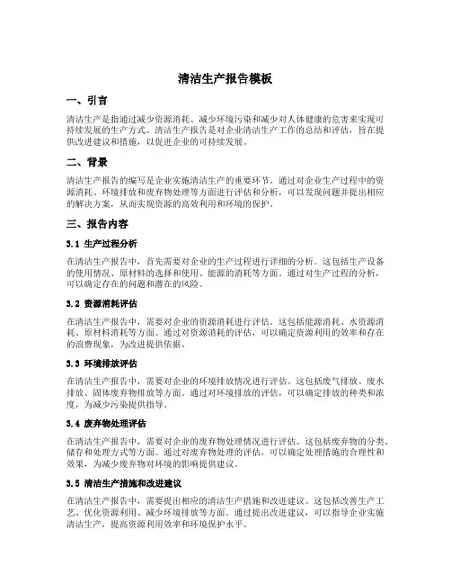 清洁生产报告模板