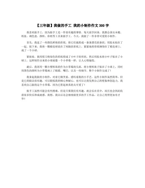 【三年级】我做的手工 我的小制作作文300字