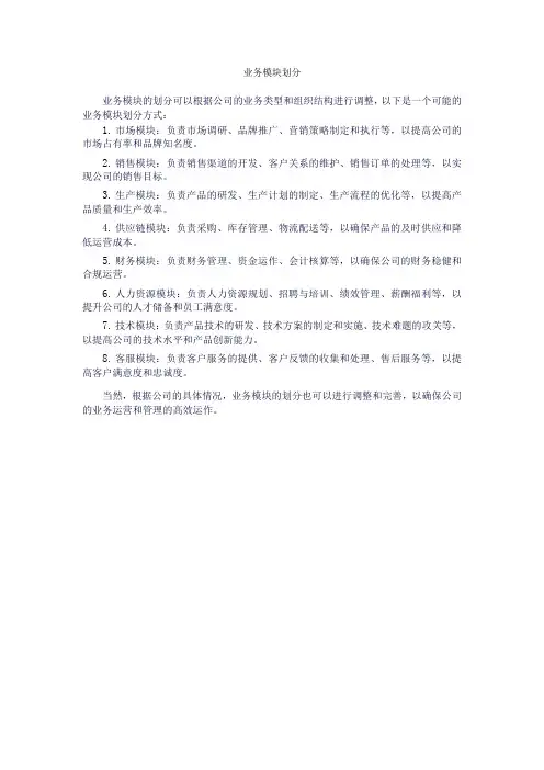 业务模块划分