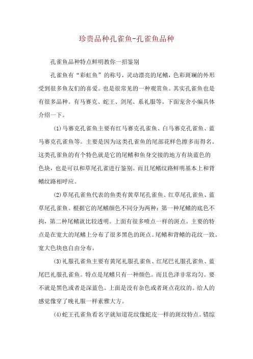 珍贵品种孔雀鱼-孔雀鱼品种