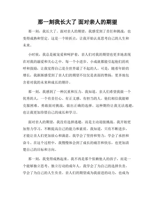 那一刻我长大了 面对亲人的期望