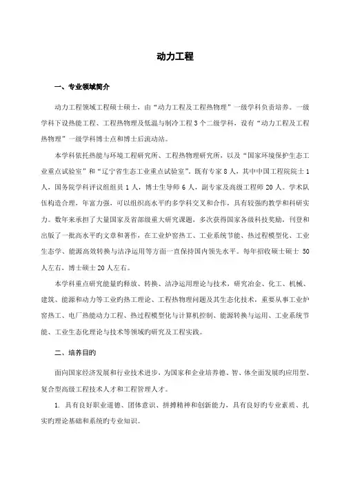 东北大学工程硕士培养方案在职动力工程