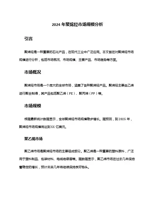 2024年聚烯烃市场规模分析