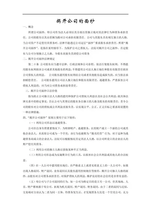 揭开公司的面纱