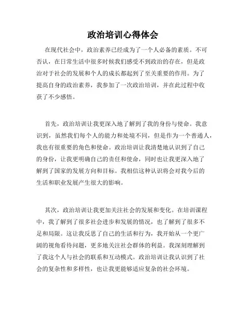 政治培训心得体会