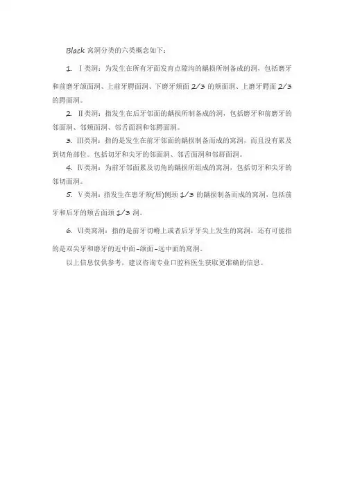black窝洞分类6类概念