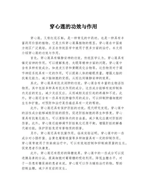 穿心莲的功效与作用