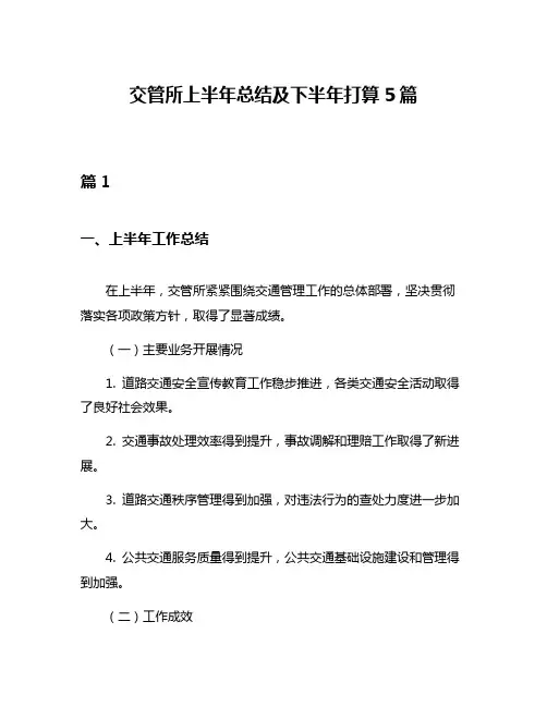 交管所上半年总结及下半年打算5篇