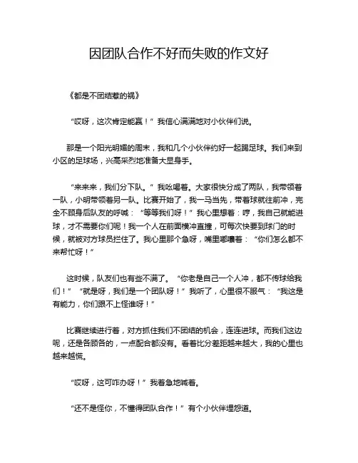因团队合作不好而失败的作文好