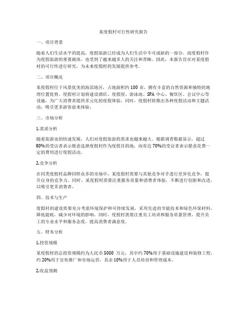 某度假村可行性研究报告