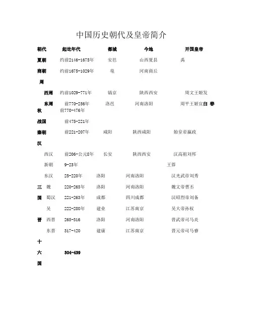 中国朝代简介