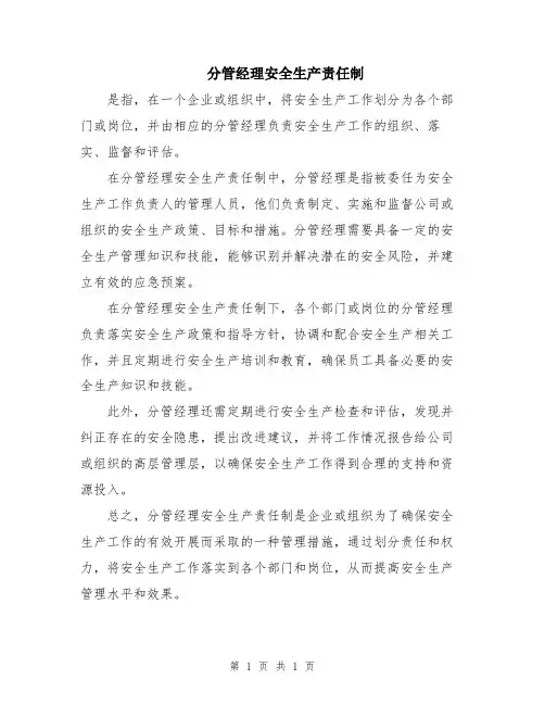 分管经理安全生产责任制