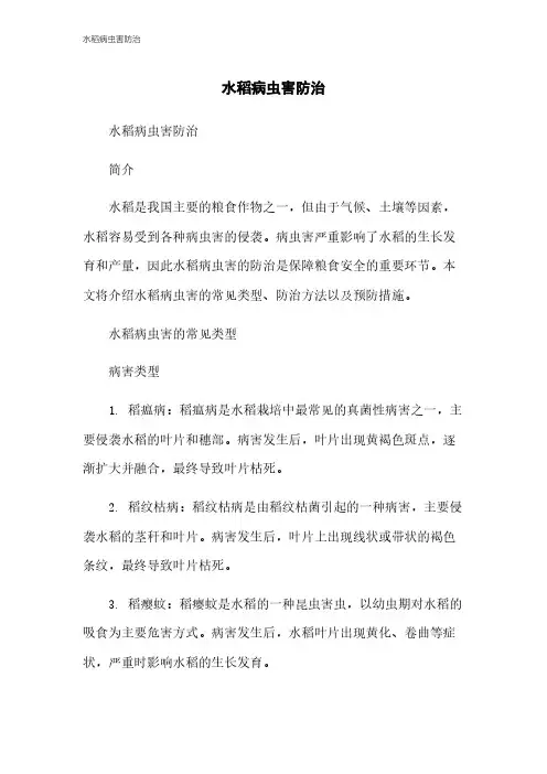 水稻病虫害防治
