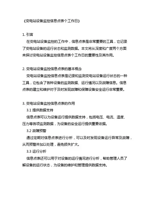 变电站设备监控信息点表个工作日