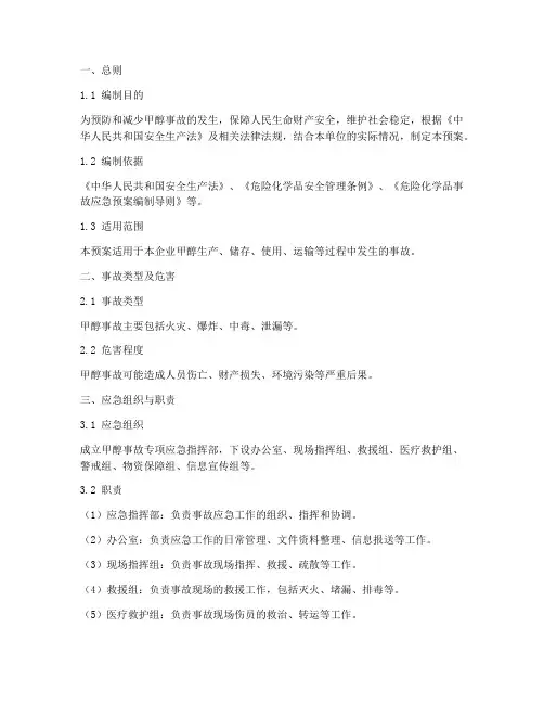 甲醇事故专项应急预案