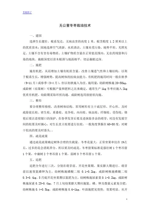 无公害冬枣栽培技术