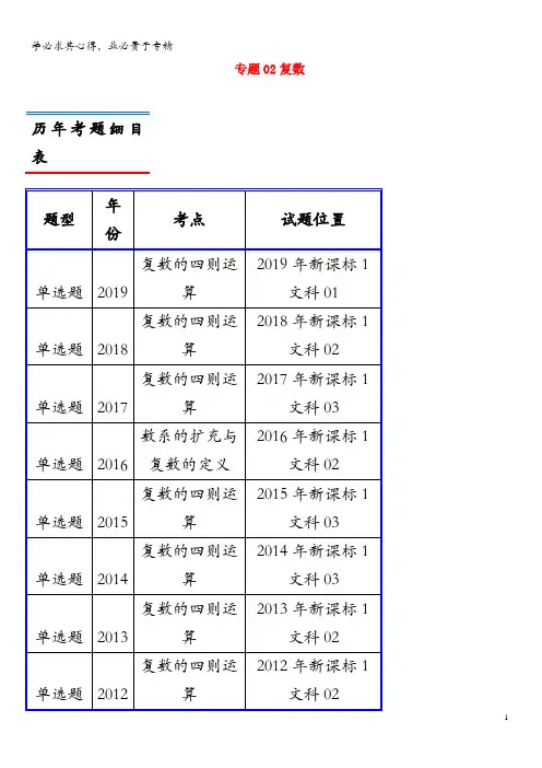 (2010-2019)高考数学真题分类汇编专题02复数文(含解析)