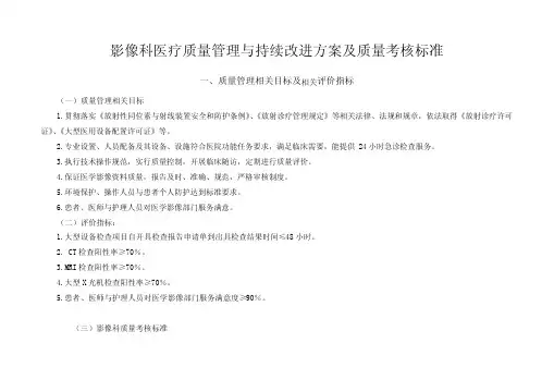影像科医疗质量管理与持续改进方案及质量考核标准