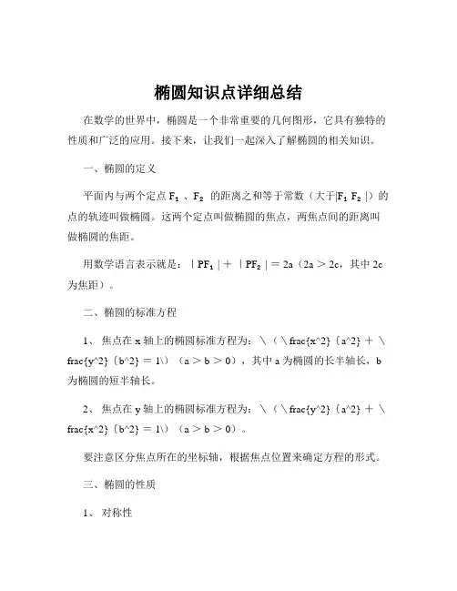 椭圆知识点详细总结