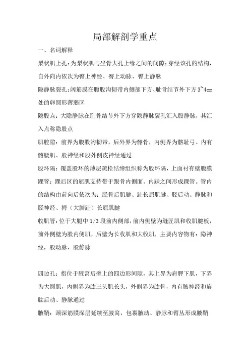 局部解剖学重点