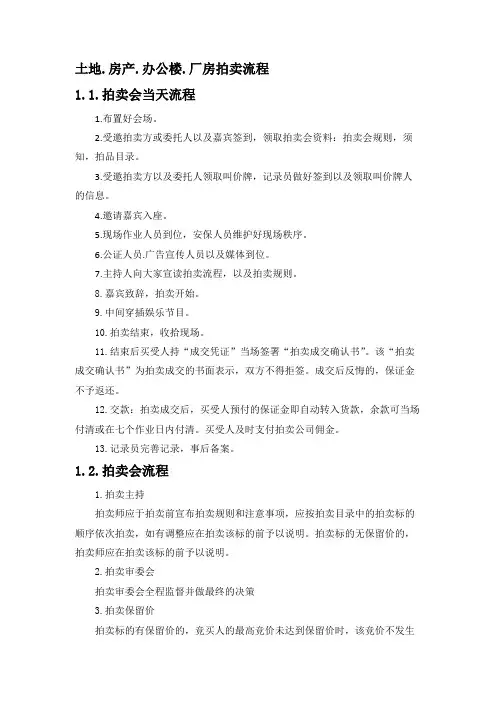 土地、房产、办公楼、厂房拍卖流程