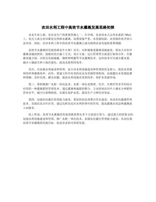 农田水利工程中高效节水灌溉发展思路初探