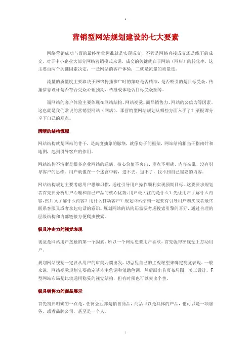 营销型网站规划建设的七大要素
