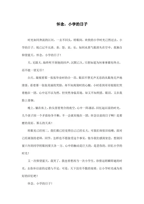 怀念,小学的日子_初中初二作文500字