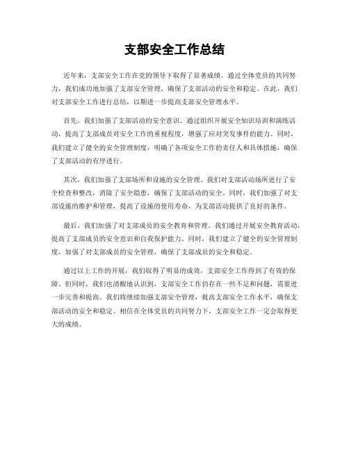 支部安全工作总结