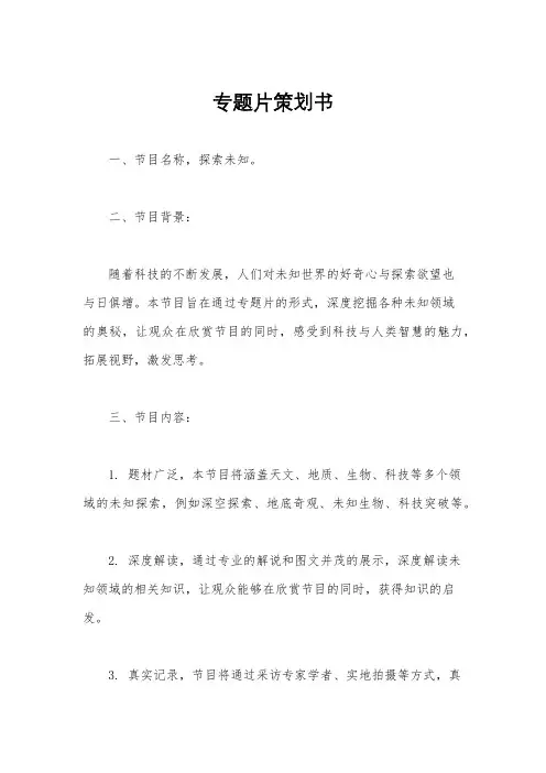 专题片策划书