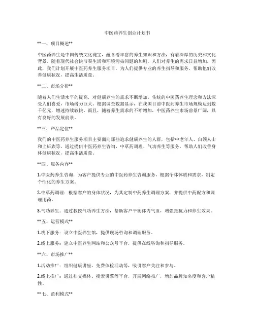 中医药养生创业计划书